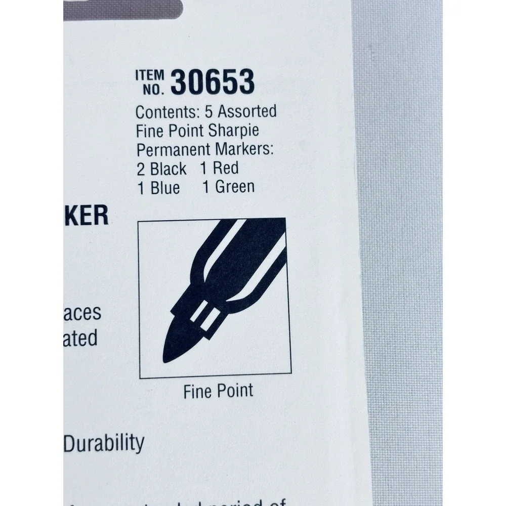 Vintage NOS 1994 5 Count Fine Point Sharpie Sanford Permanent Marker Colors